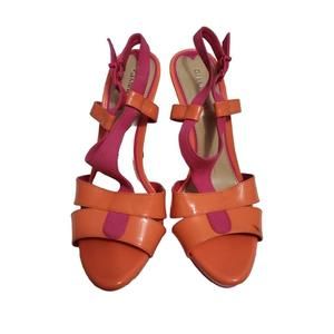 Gianni Bini Orange And Pink Pumps Womens Side 8.5 Heels Open-Toe NWOT *read